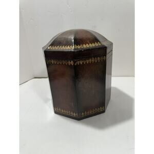 Maitland-Smith‎ Leather Wrapped Embossed Wood Box Storage Octagonal Gorgeous